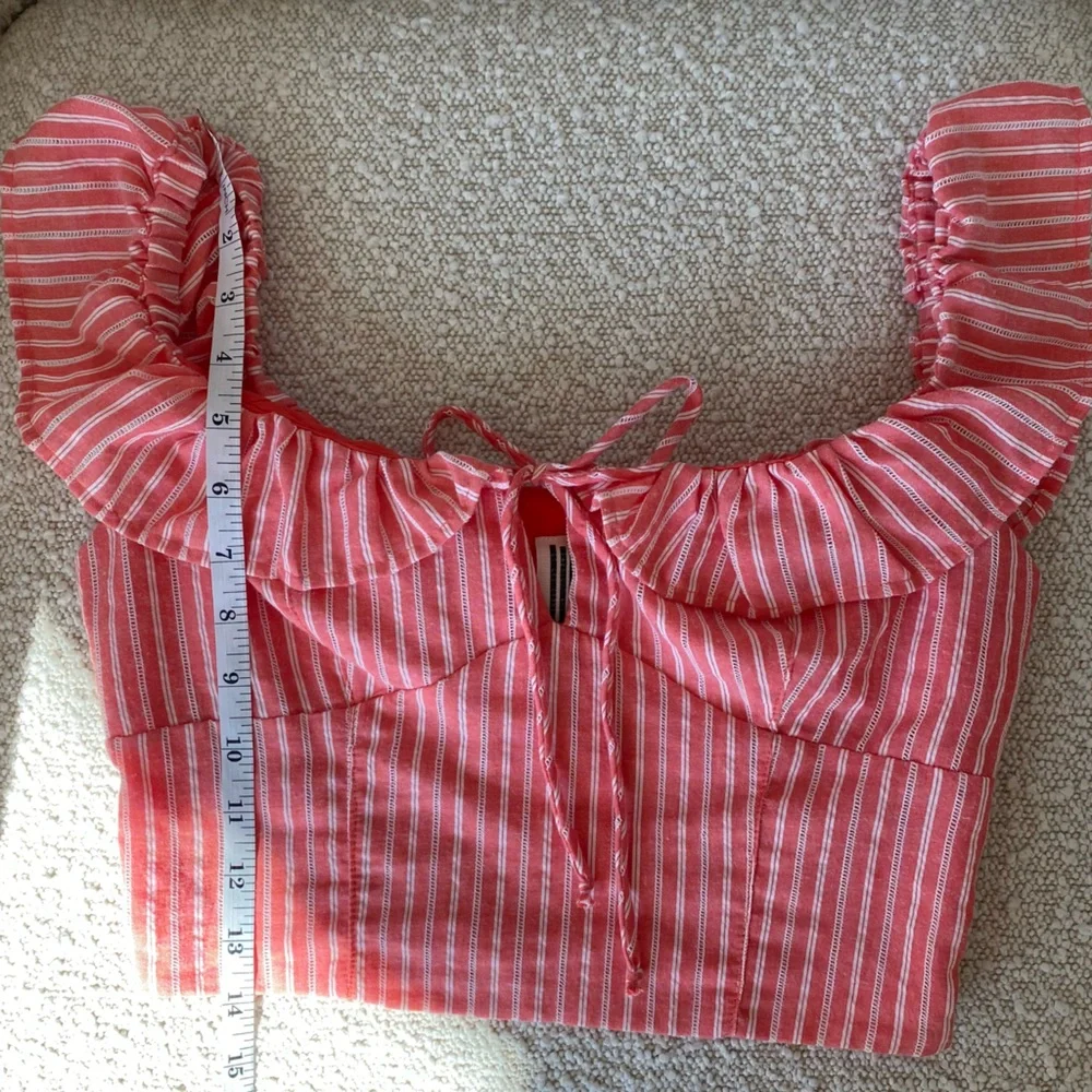 Free People Young Love Coral Striped Crop Top XS